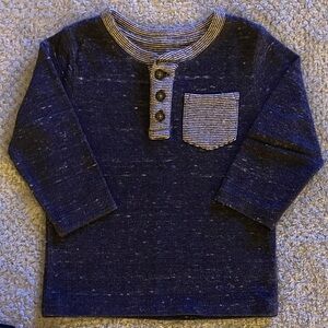 Cat & Jack Dark Blue Long Sleeve Henley with Striped Pocket